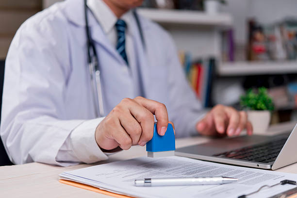Veterinary officer approving an animal quarantine certificate